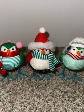 Walgreens 2023 Christmas Mini Fabric Birds - set of 3 - 3.5" Featherly Friends